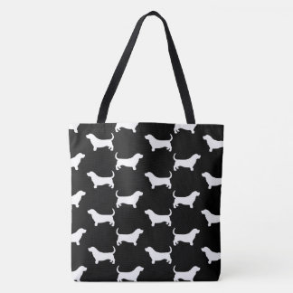 Bolsa Tote Teste padrão das silhuetas de Basset Hound