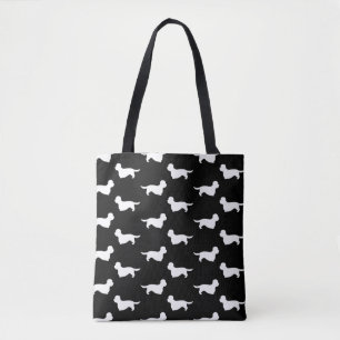 Bolsa Tote Teste padrão das silhuetas de Dandie Dinmont