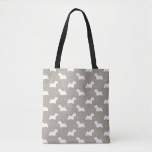 Bolsa Tote Teste padrão das silhuetas de Sealyham Terrier