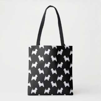 Bolsa Tote Teste padrão das silhuetas de Terrier branco de