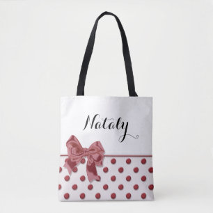 Bolsa Tote Teste padrão de bolinhas com arco. monograma