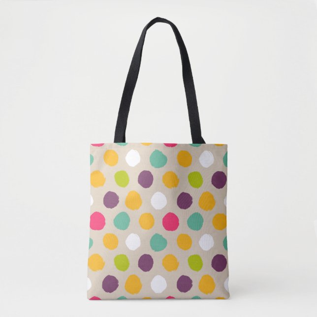 Bolsa Tote Teste padrão de bolinhas desenhado mão (Frente)