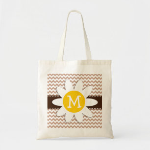 Bolsa Tote Teste padrão de Brown Chevron; Margarida