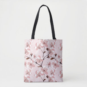 Bolsa Tote Teste padrão de flores da flor de cerejeira
