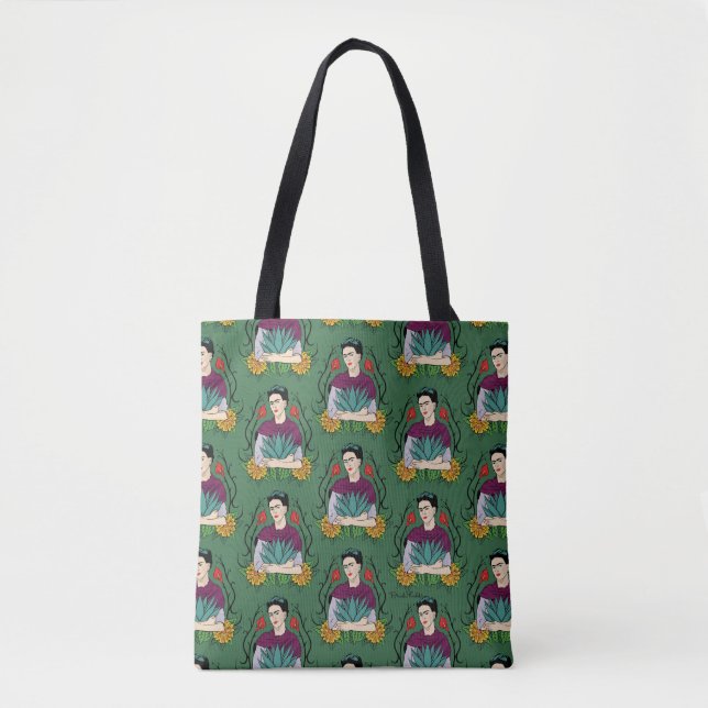 Bolsa Tote Teste padrão de Frida Kahlo | MI México Lindo (Frente)