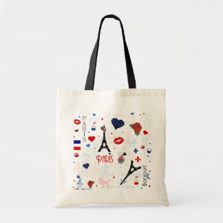Bolsa Tote Teste padrão de Paris com torre Eiffel