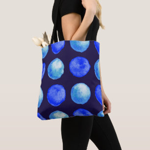 Bolsa Tote Teste padrão de pontos da aguarela azul do invern