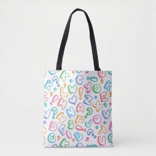 Bolsa Tote teste padrão do alfabeto
