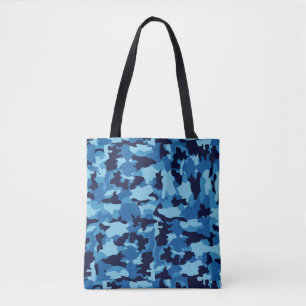 Bolsa Tote Teste padrão do azul da camuflagem do exército