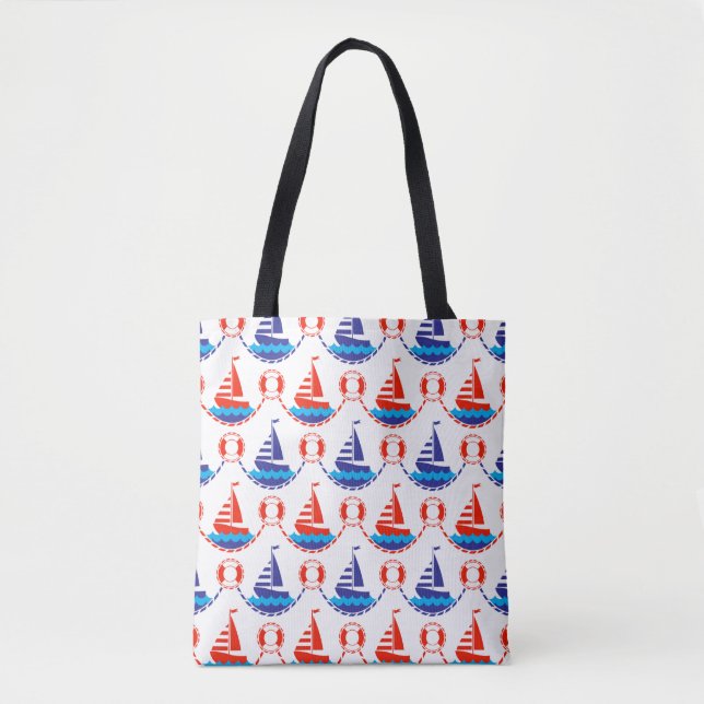 Bolsa Tote Teste padrão do barco de vela (Frente)