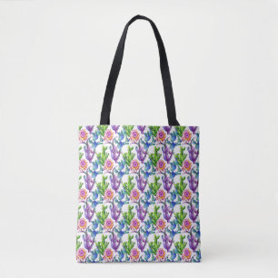Bolsa Tote Teste padrão do cacto do Wildflower da aguarela