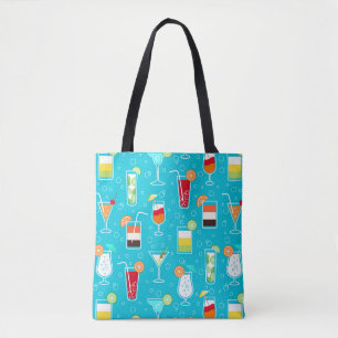 Bolsa Tote Teste padrão do cocktail no fundo da cerceta