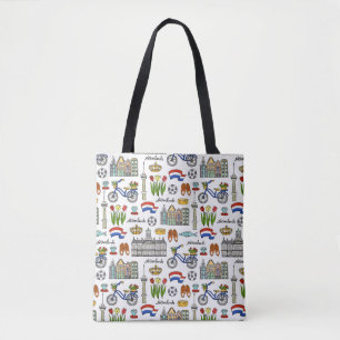 Bolsa Tote Teste padrão do Doodle de Netherland