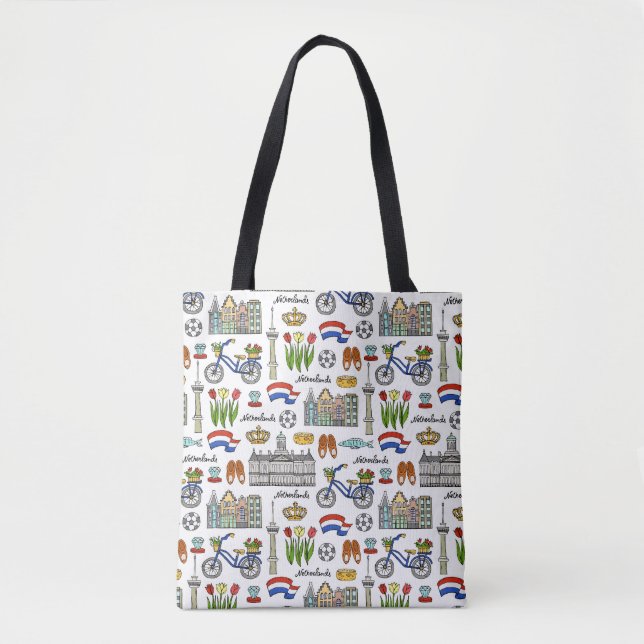 Bolsa Tote Teste padrão do Doodle de Netherland (Frente)