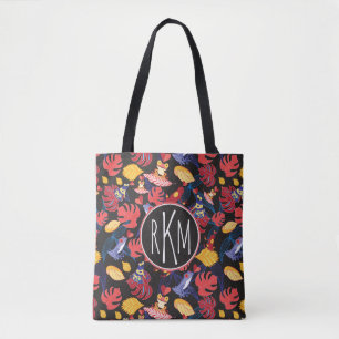 Bolsa Tote Teste padrão do monograma dos sapos   dos amantes