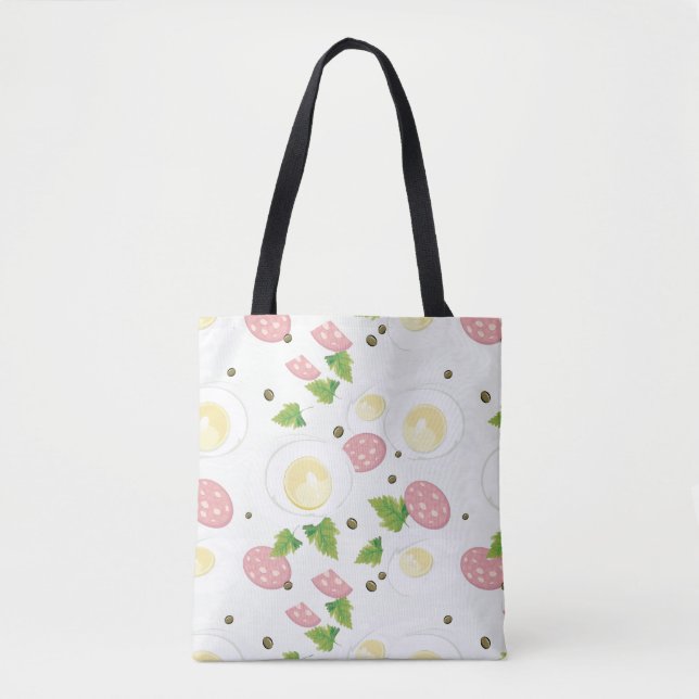 Bolsa Tote Teste padrão do ovo e da salsicha (Frente)