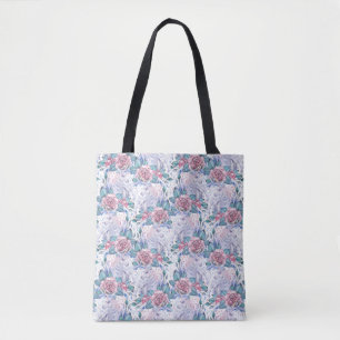 Bolsa Tote Teste padrão do rosa do rosa & do azul