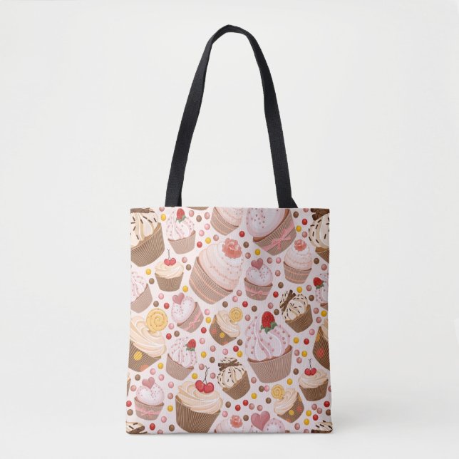 Bolsa Tote Teste padrão dos cupcakes comemorativos (Frente)