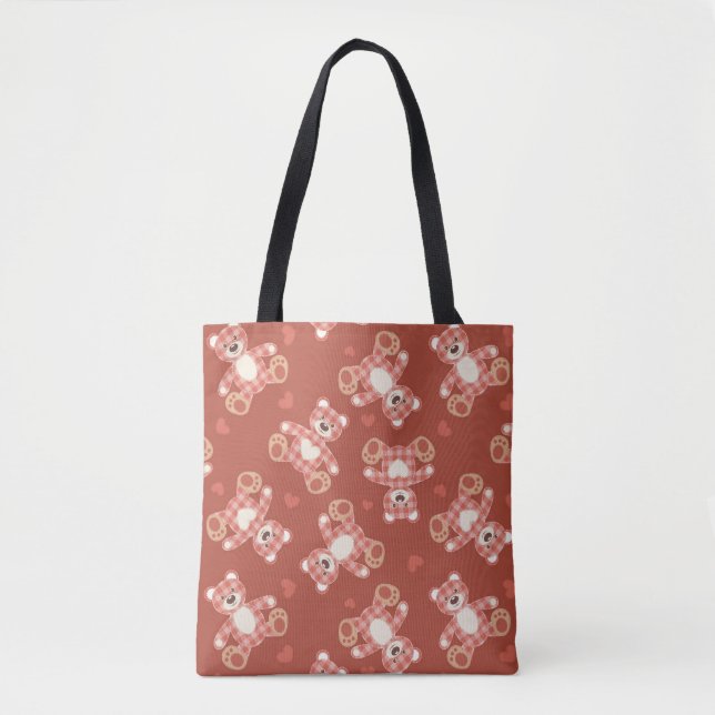 Bolsa Tote teste padrão dos retalhos do urso (Frente)