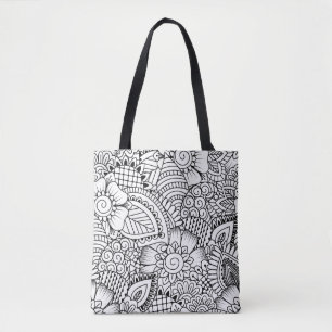 Bolsa Tote Teste padrão floral 2 do Doodle