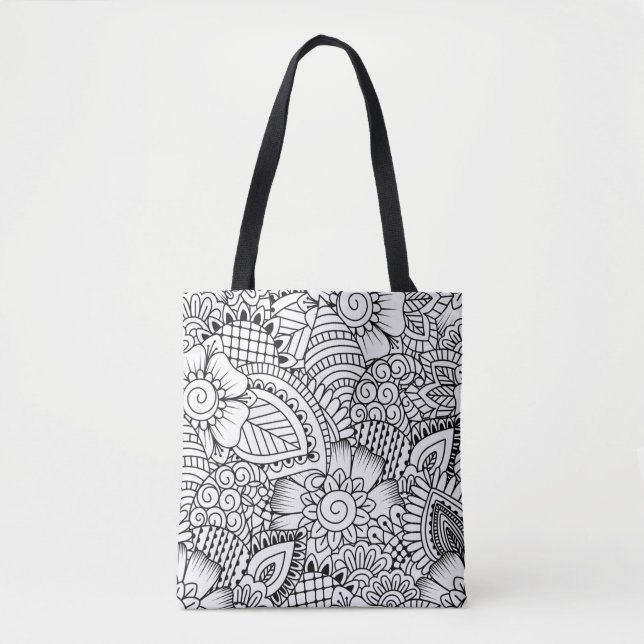 Bolsa Tote Teste padrão floral 2 do Doodle (Frente)