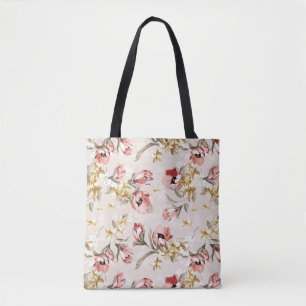 Bolsa Tote Teste padrão floral 3 da elegância abstrata