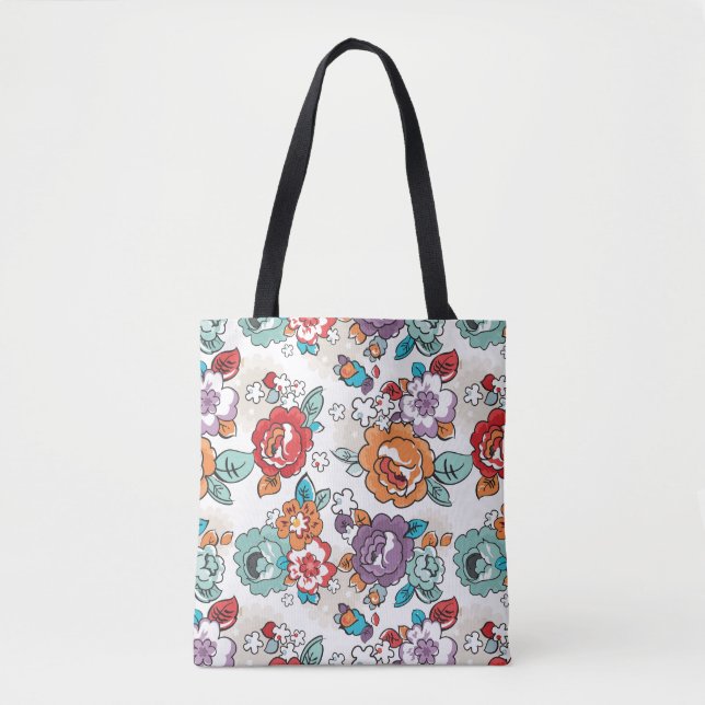 Bolsa Tote Teste padrão floral 5 da elegância abstrata (Frente)