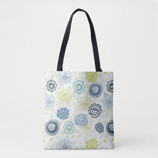 Bolsa Tote Teste padrão floral à moda com flores bonitos (Frente)