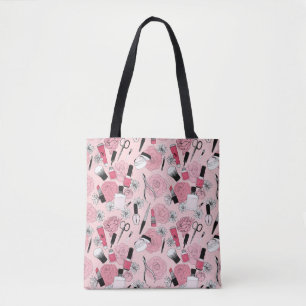 Bolsa Tote Teste padrão floral cor-de-rosa dos produtos de