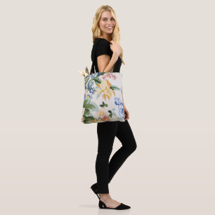 Bolsa Tote teste padrão floral da aguarela