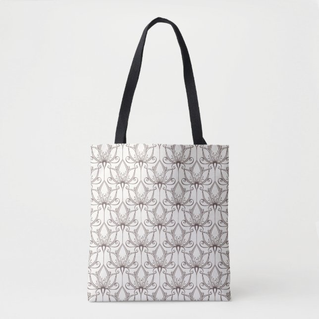 Bolsa Tote Teste padrão floral de creme (Frente)