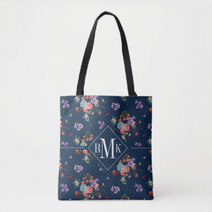 Bolsa Tote Teste padrão floral do buquê cor-de-rosa do