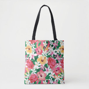 Bolsa Tote Teste padrão floral do hibiscus tropical