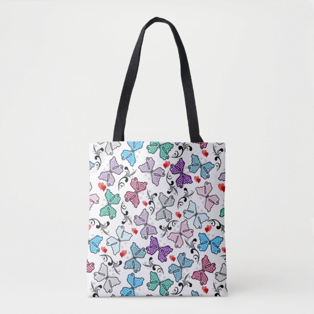 Bolsa Tote Teste padrão floral dos namorados (Frente)