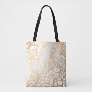 Bolsa Tote Teste padrão floral Dourado do damasco