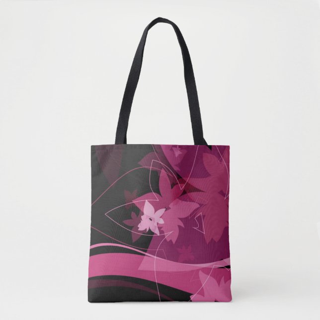 Bolsa Tote Teste padrão floral magenta (Frente)