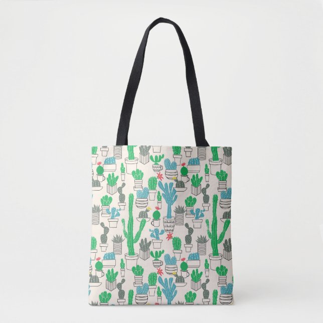 Bolsa Tote Teste padrão floral natural bonito dos cactos (Frente)