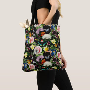Bolsa Tote Teste padrão floral preto de EDEN