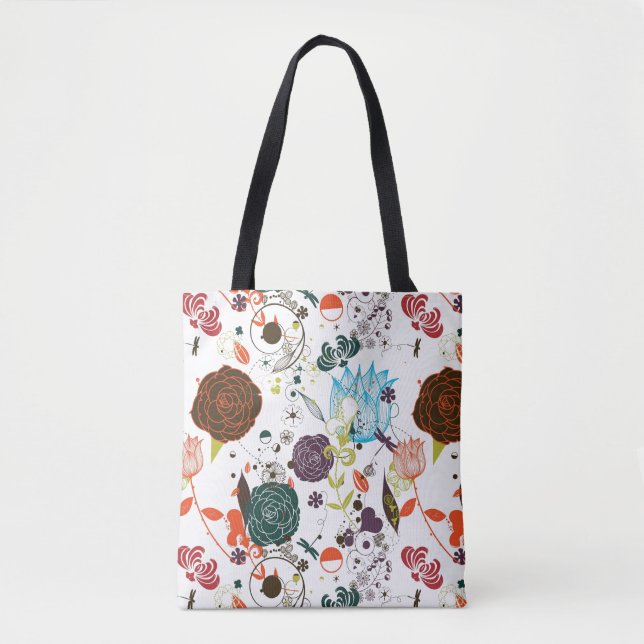 Bolsa Tote Teste padrão floral retro 2 (Frente)