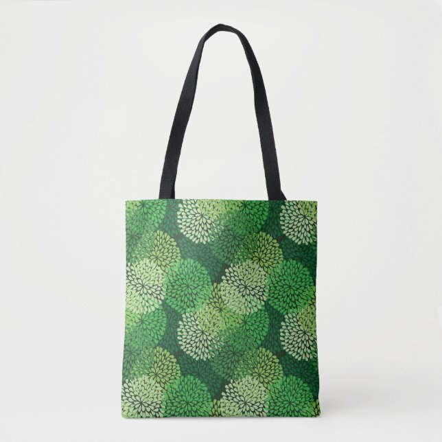 Bolsa Tote Teste padrão floral verde (Frente)