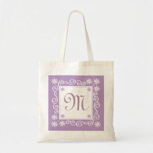 Bolsa Tote Teste padrão floral violeta Monogrammed