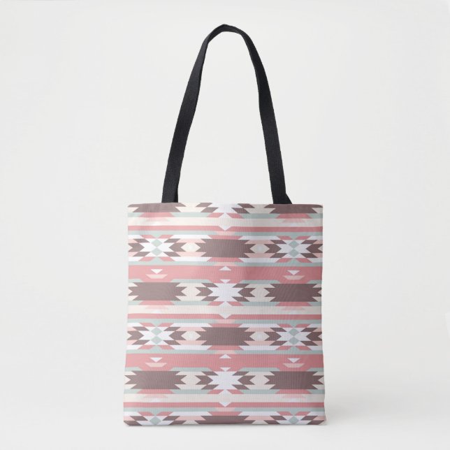 Bolsa Tote Teste padrão geométrico no estilo asteca 2 (Frente)