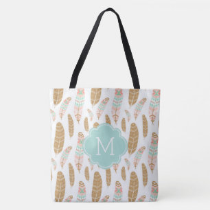 Bolsa Tote Teste padrão inspirado tribal Monogrammed das