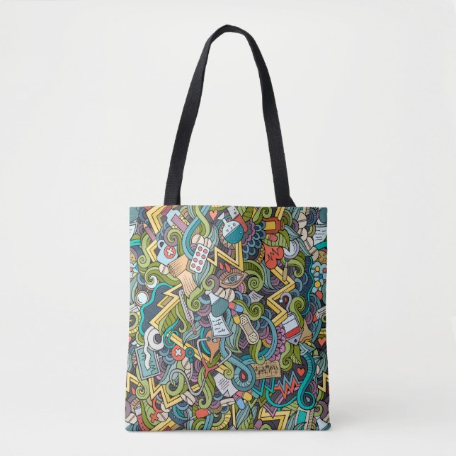 Bolsa Tote Teste padrão médico do ícone da arte abstracta (Frente)