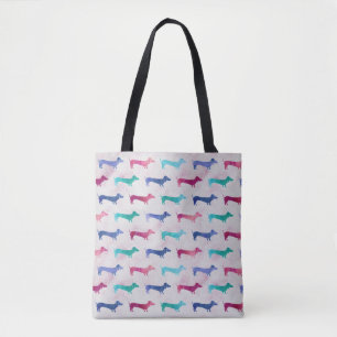 Bolsa Tote teste padrão Multi-colorido do Dachshund