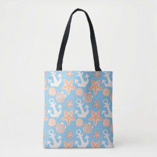 Bolsa Tote Teste padrão náutico Pastel