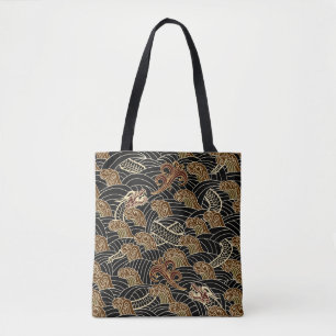 Bolsa Tote Teste padrão oriental do dragão do mar