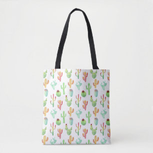 Bolsa Tote Teste padrão Pastel da aguarela do cacto