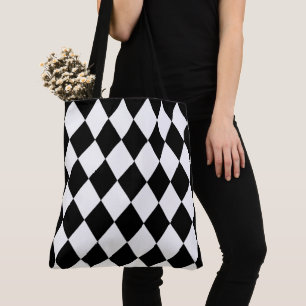 Bolsa Tote Teste padrão preto e branco do Harlequin