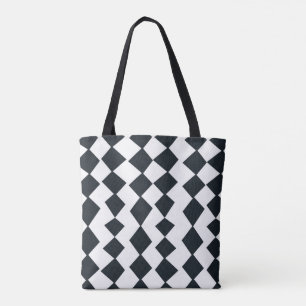 Bolsa Tote Teste padrão preto e branco do Harlequin